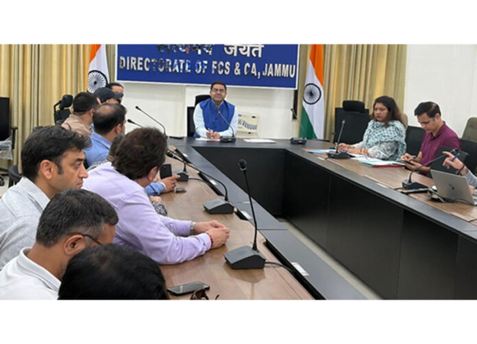 Director FCS&CA Jammu chairing a meeting on Saturday. Director FCS&CA Jammu chairing a meeting on Saturday.