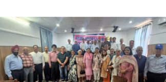 Members of Retired Officers Forum and senior citizens at the free orthopedic medical camp.