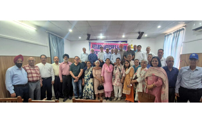 Members of Retired Officers Forum and senior citizens at the free orthopedic medical camp.