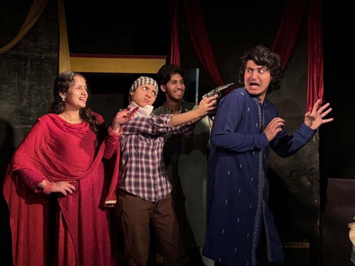 A scene from the play ‘Chor’ staged in Jammu on Sunday.