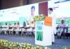 Minister Javid Dar addressing a gathering at Lucknow on Friday.