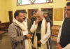 Cong Kissan leader Bharat Priye during meeting with senior Cong leader Digvijaya Singh at Srinagar.