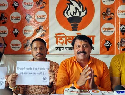 Shiv Sena leaders addressing a press conference in Jammu on Saturday.