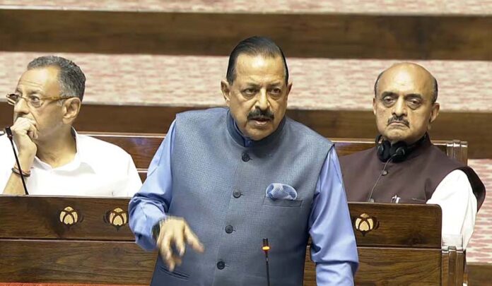 Union Minister Dr Jitendra Singh intervening in the Rajya Sabha on Thursday.