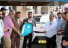 DC Srinagar hands over ambulance to CMO under CSR initiative of IDI Bank.