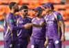 Kolkata Knight Riders players celebrating after defeating Sunrisers Hyderabad in Hyderabad on Sunday.