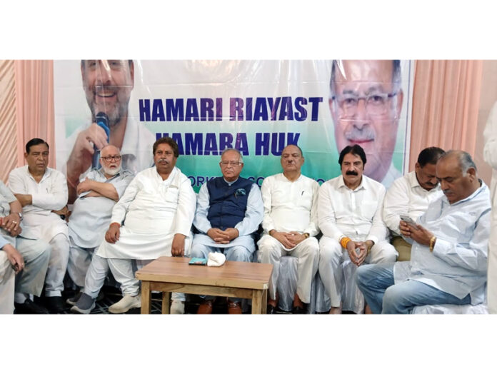 JKPCC chief TH Karra and other senior Cong leaders during a party function at Talab Tillo in Jammu. JKPCC chief TH Karra and other senior Cong leaders during a party function at Talab Tillo in Jammu.