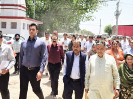 ACS PWD Anil Kumar Singh during visit to village Gol Pattan on Saturday.