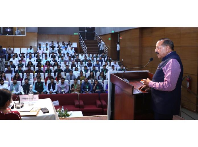 Union Minister Dr Jitendra Singh interacting with IAS 2024 Batch Officer Trainees at the Civil Services Officers' Institute (CSOI), Vinay Marg, New Delhi on Wednesday.