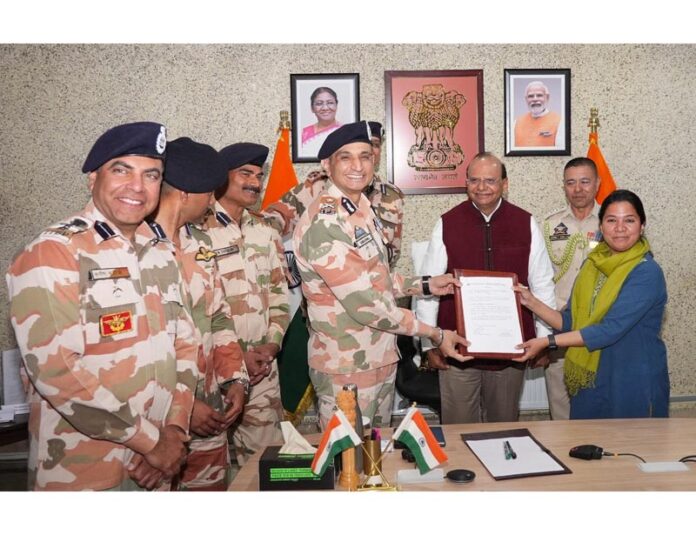 MoU being signed between ITBP and Cooperatives Deptt of Ladakh in the presence of LG on Wednesday. MoU being signed between ITBP and Cooperatives Deptt of Ladakh in the presence of LG on Wednesday.