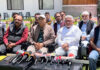 NC and Congress leaders at a media briefing in Kargil on Thursday. -Excelsior/Basharat Ladakhi
