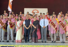 Student leaders of Jodhamal Public School posing with DC Samba Ayushi Sudan and School management.
