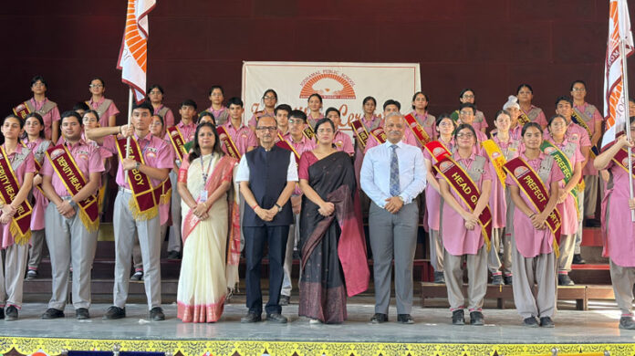 Student leaders of Jodhamal Public School posing with DC Samba Ayushi Sudan and School management. Student leaders of Jodhamal Public School posing with DC Samba Ayushi Sudan and School management.