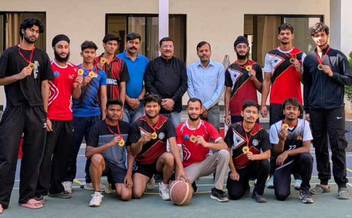 CUJ Basketball team posing for a group photograph along with University Management.