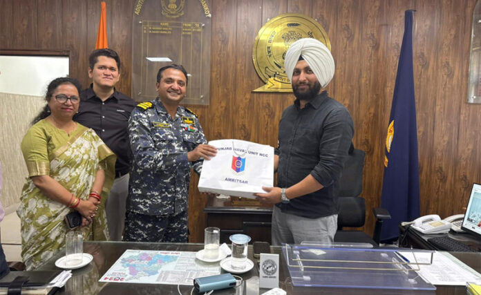 A senior Army officer along with management of Partap World School meets ADC Pathankot Arshdeep Singh Lobana.