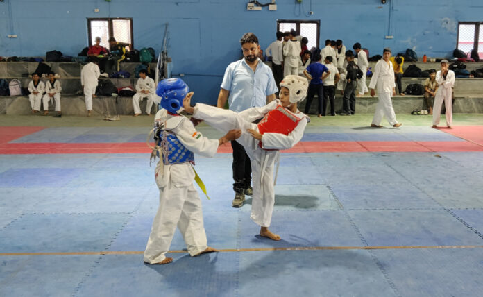 Athletes in action during a match.