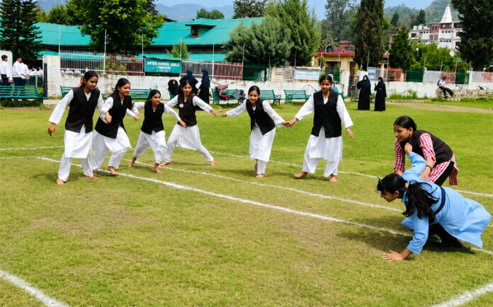 Girls in action during a match at Poonch. Girls in action during a match at Poonch.