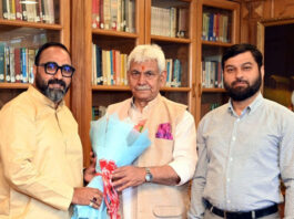 Faheem Reshi, Chairman Shahr-e-Khaas meeting LG on Sunday.