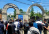 Candidates entering NEET centre in Srinagar on Sunday. -Excelsior/Shakeel
