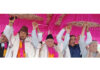 JKPCC Chief T H Karra, AICC gen secy G A Mir and others during party convention in Shopian.