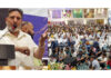 Apni Party president Syed Mohammad Altaf Bukhari addressing a workers' convention in Samba.