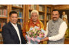 Mahant Rohit Shastri meeting LG on Sunday.