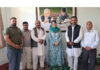 PDP delegation posing for a group photograph with party president Mehbooba Mufti in Srinagar.