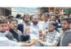 Members of SJAC displaying memorandum of demands before submitting the same to the concerned authorities in Ramban on Sunday. -Excelsior/Parvez Mir