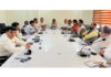 BJP leaders during a meeting at Jammu on Sunday.