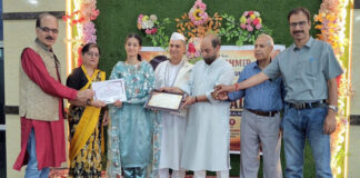 Dignitaries during a function organised by Athrot Cultural Foundation in Jammu on Saturday.