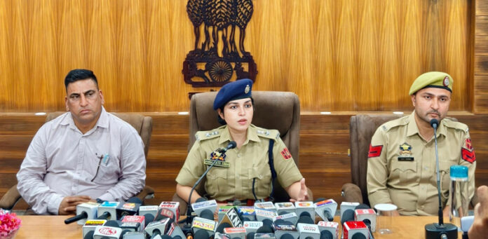 SP Headquarters Jammu Anna Sinha addressing media persons at DPL Jammu on Monday. SP Headquarters Jammu Anna Sinha addressing media persons at DPL Jammu on Monday.