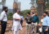 DyCM inspecting work on a project in Nowshera on Monday.