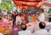 MP Jugal Kishore Sharma addressing a public meeting at Akhnoor on Monday.