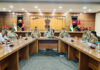 DIG JSK Range, Shridhar Patil, chairing a meeting of police officers in Jammu on Monday.