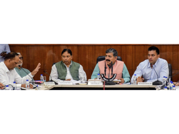 MP Jugal Kishore Sharma chairing DISHA meeting at Jammu on Monday.
