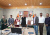 LG Vinai Kumar Saxena during MoU signing function in Leh on Saturday.