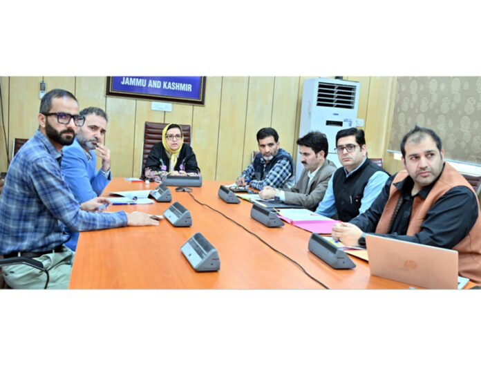 Minister Sakeena Itoo chairing a meeting on Wednesday.