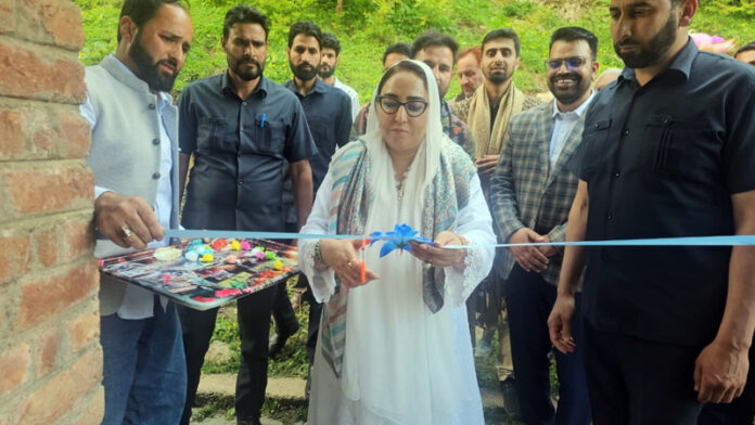 J&K Waqf Board Chairperson, Dr Darakhshan Andrabi inaugurating beautification project at Sarbal Shrine.