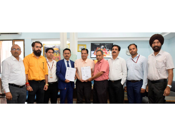 Dignitaries from SMVDU and PNB posing for a photograph after inking a MoU on Wednesday. Dignitaries from SMVDU and PNB posing for a photograph after inking a MoU on Wednesday.