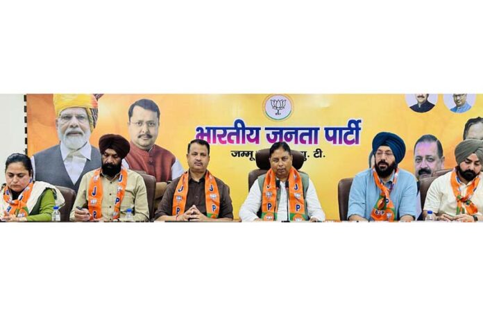 BJP leaders during Minority Morcha meeting at Jammu on Saturday.