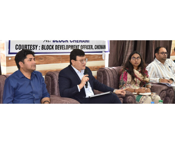 DC Udhampur chairing public outreach camp at Chenani on Wednesday.