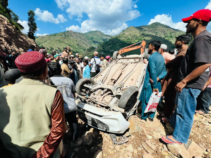A car which met with accident at Surankote in Poonch. -Excelsior/Waseem