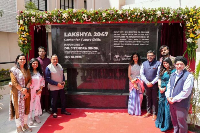 Union Minister Dr Jitendra Singh inaugurating the Center for Future Skills for a Skillful Vision at Parul University on Friday.