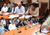 Minister Sakeena Itoo chairing a meeting at Srinagar on Friday.