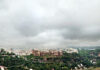 Dark clouds hover over Jammu city on Sunday morning. -Excelsior/Rakesh