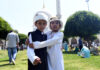 Children exchange Eid greetings at Hazratbal, Srinagar. -Excelsior/Shakeel