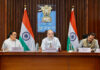 Union Home Minister Amit Shah reviews disaster preparedness of States/UTs, in New Delhi on Sunday.
