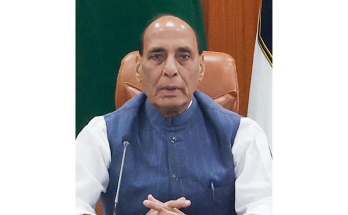 Rajnath Singh addressing the Joint Commanders Conference in Jaipur on Friday.