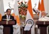 Republic of Cyprus President Nikos Christodoulides and Prime Minister Narendra Modi during their joint press conference in New Delhi on Monday. (UNI)