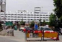 View of the Civil Secretariat in Srinagar on Sunday. -Excelsior/Shakeel